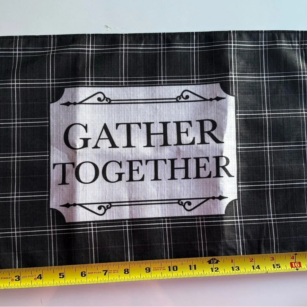 Black and White Plaid Gather Together Sign